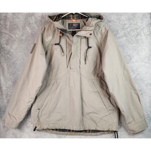5.11 Tactical Jacket Mens Medium Beige Hooded Anorak Flannel Lined Insulated